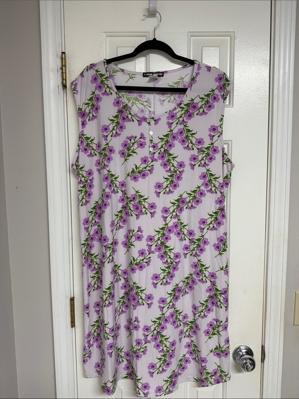 Purple Daisy Floral Sleeveless House Dress Nightgown Cottagecore